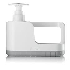 DISPENSER SAPONE CON PORTASPUGNA BIANCO-GRIGIO