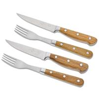 SET 2 FORCHETTA E 2 COLTELLO MANICO LEGNO