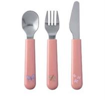 SET 3 POSATE BABY 12M+ FARFALLE ROSA