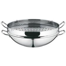 SET TEGLIA WOK INOX MACAO 36CM + CESTELLO VAPORE