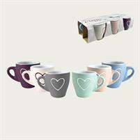 SET 6 TAZZA CAFFE' CUORI