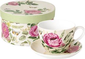 TAZZA COLAZIONE C/P 500ML DECORO PEONIA